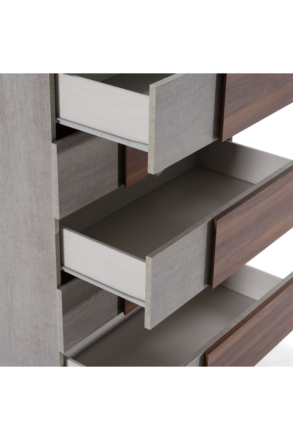 Concrete and Walnut 5-Drawer Chest | Oroa.com