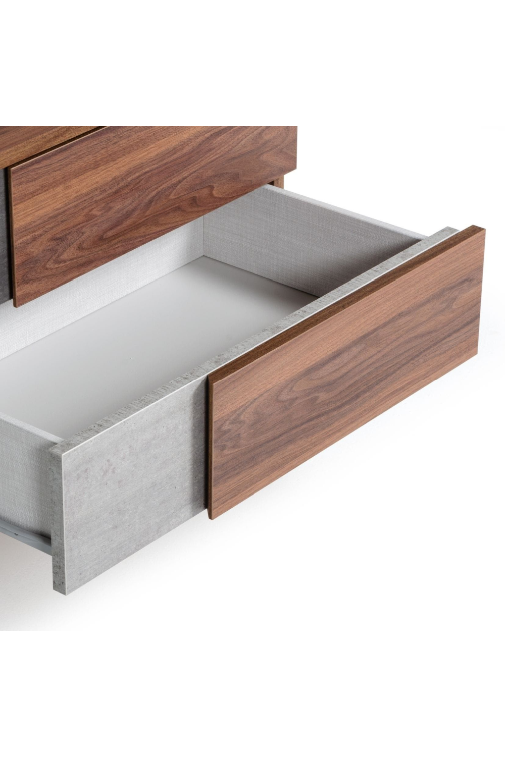 Concrete and Walnut 2-Drawer Nightstand | Oroa.com