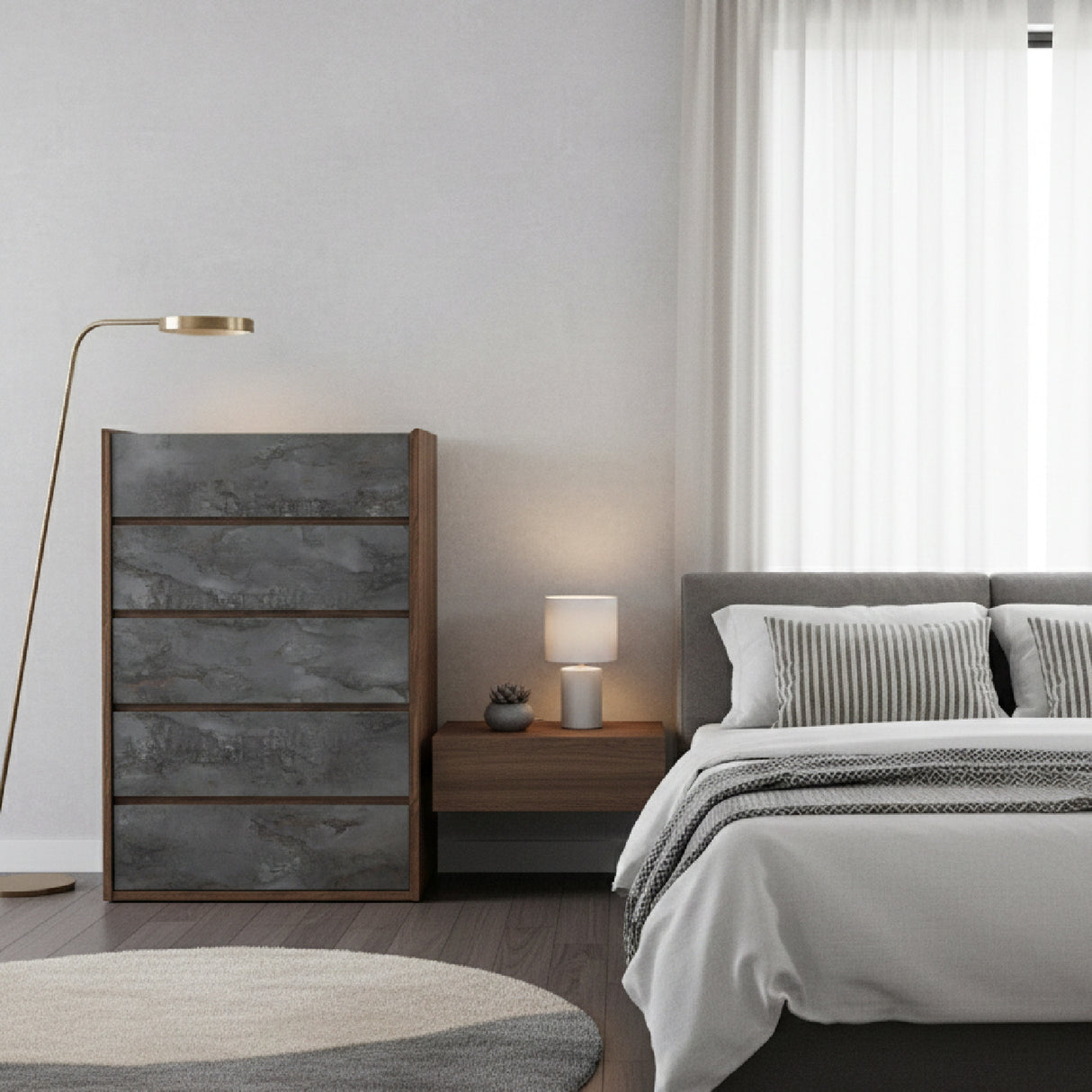 Gray Stucco 5-Drawer Chest | Oroa.com