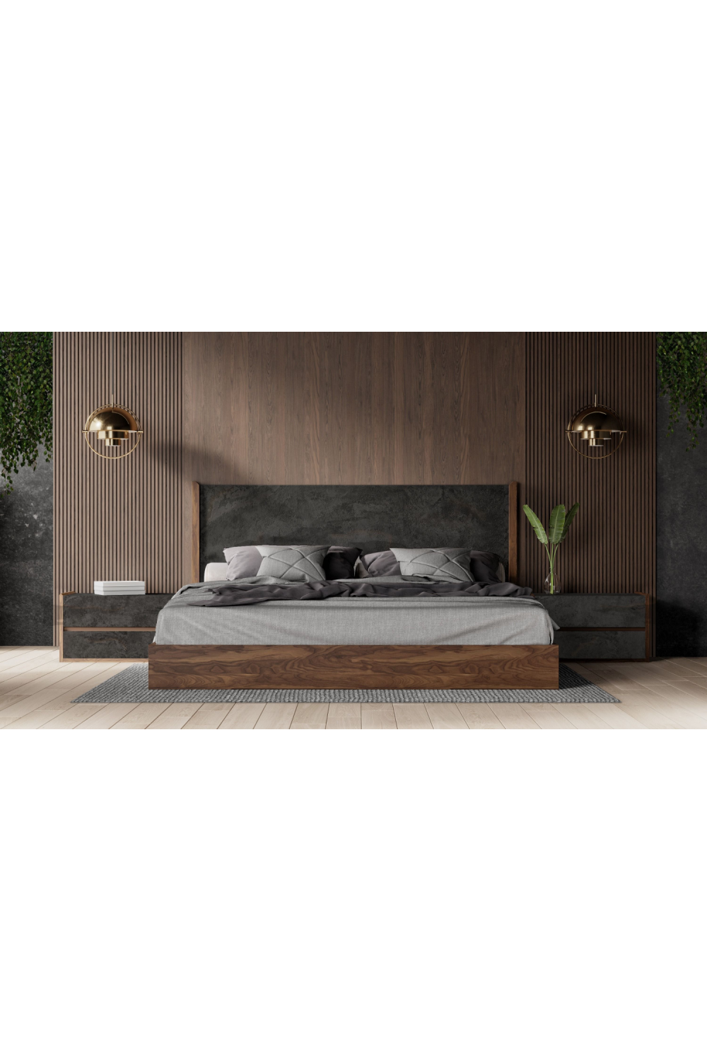 Gray Stucco 2-Drawer Nightstand | Oroa.com