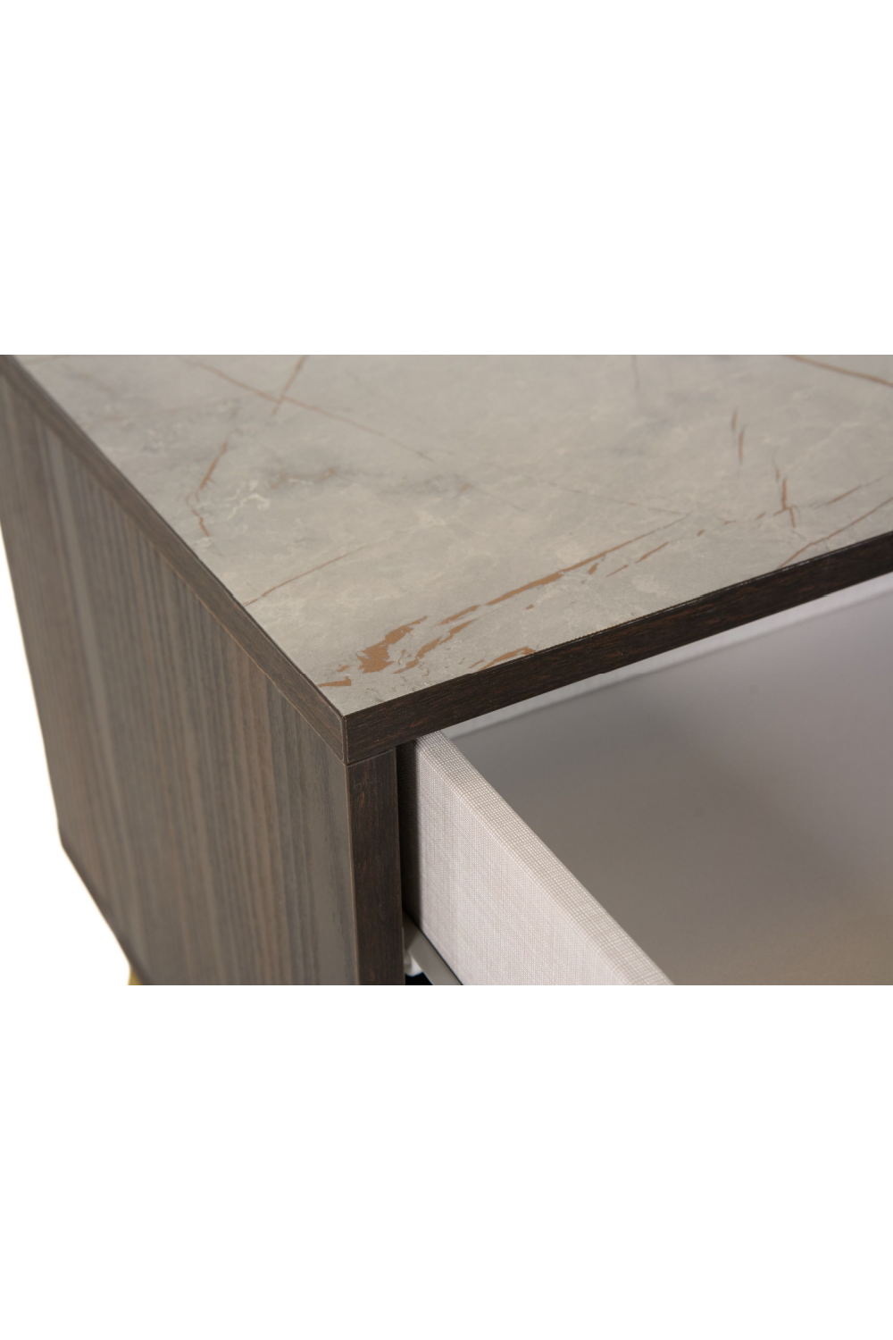 Velondra - Modern Eucalypto + Marble Bed with Two Nightstands | Oroa.com