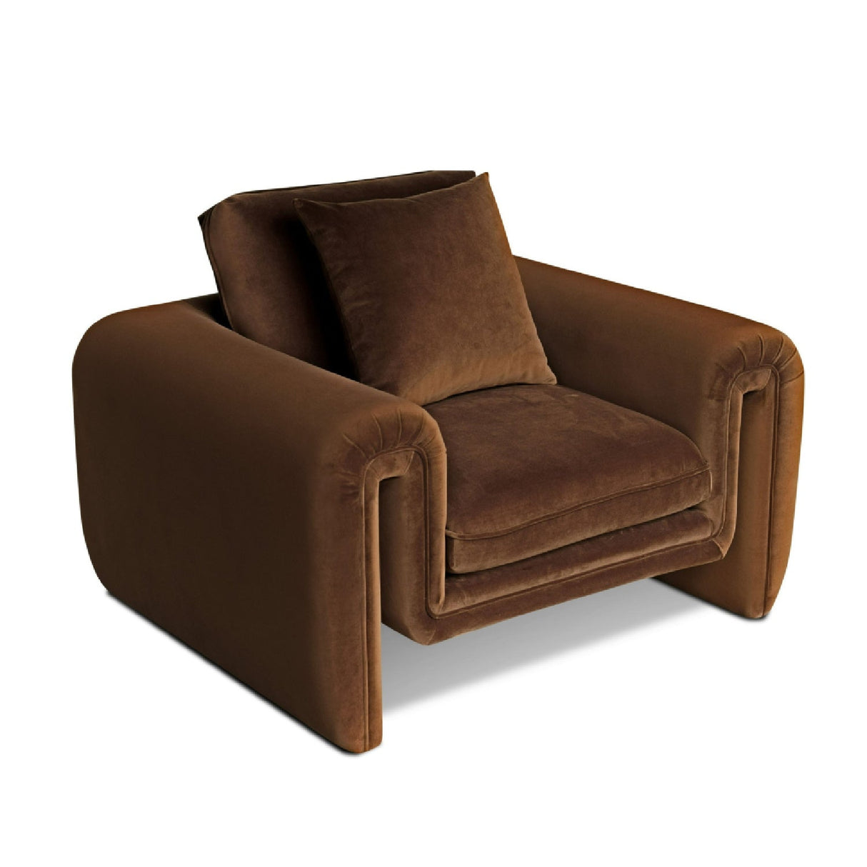 Brown Velvet Lounge Chair – Bentley – front view
