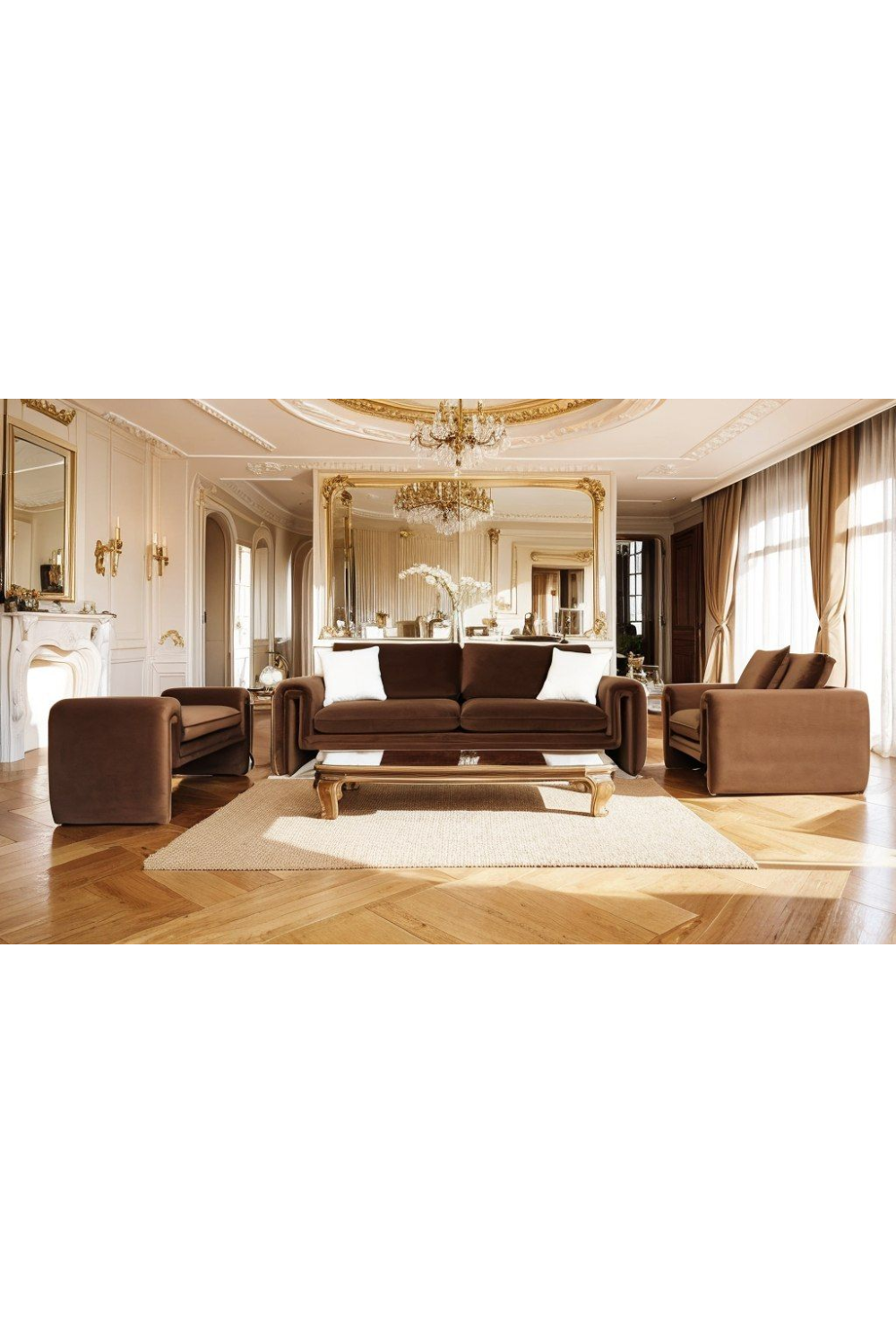 Modern or European furniture - Brown Velvet Bench - link to oroa.com