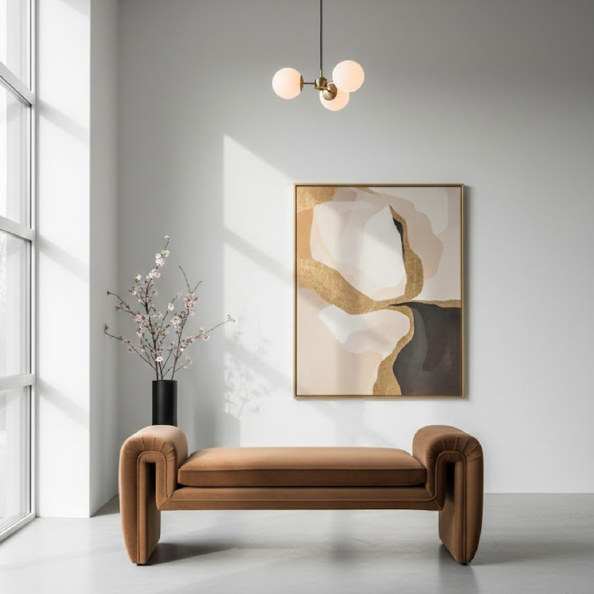 Modern or European furniture - Brown Velvet Bench - link to oroa.com