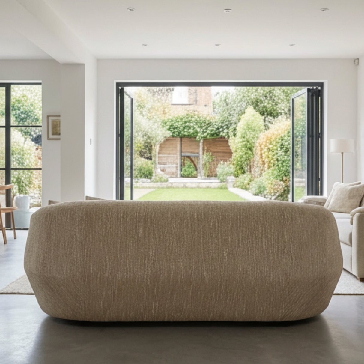 3 Seater Beige Fabric Sofa | Oroa.com