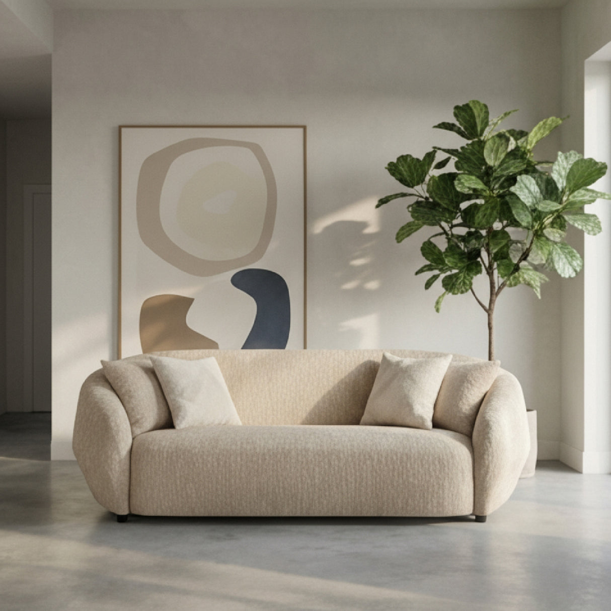 3 Seater Beige Fabric Sofa – Belinda – alternate view 7