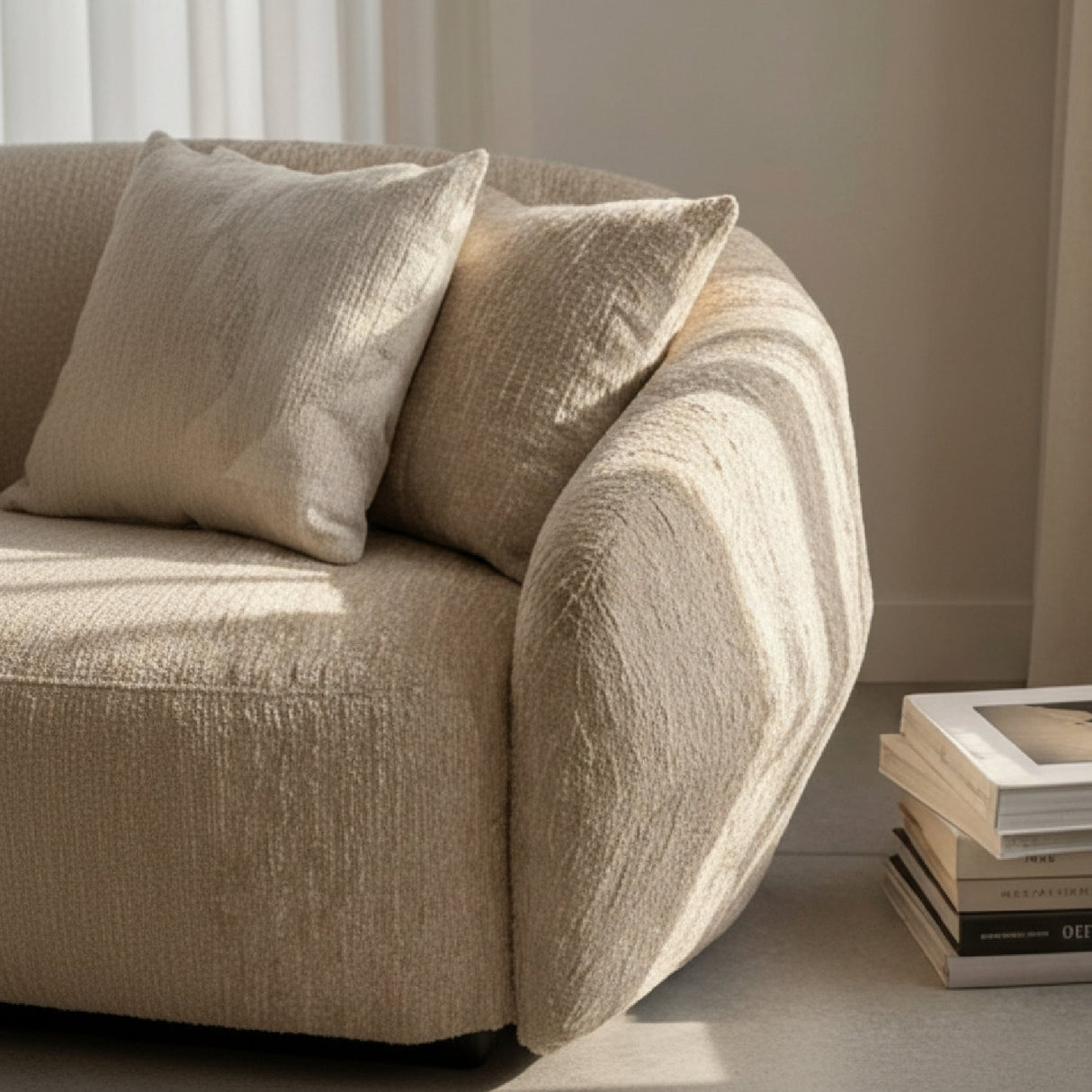 3 Seater Beige Fabric Sofa – Belinda – alternate view 8