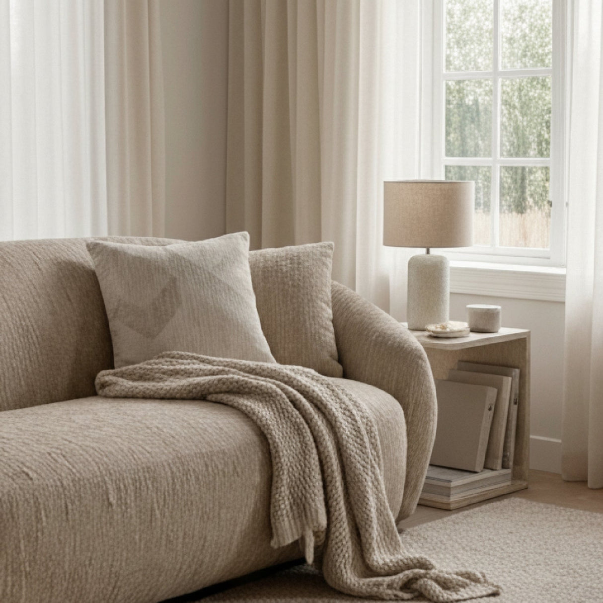 3 Seater Beige Fabric Sofa – Belinda – alternate view 9