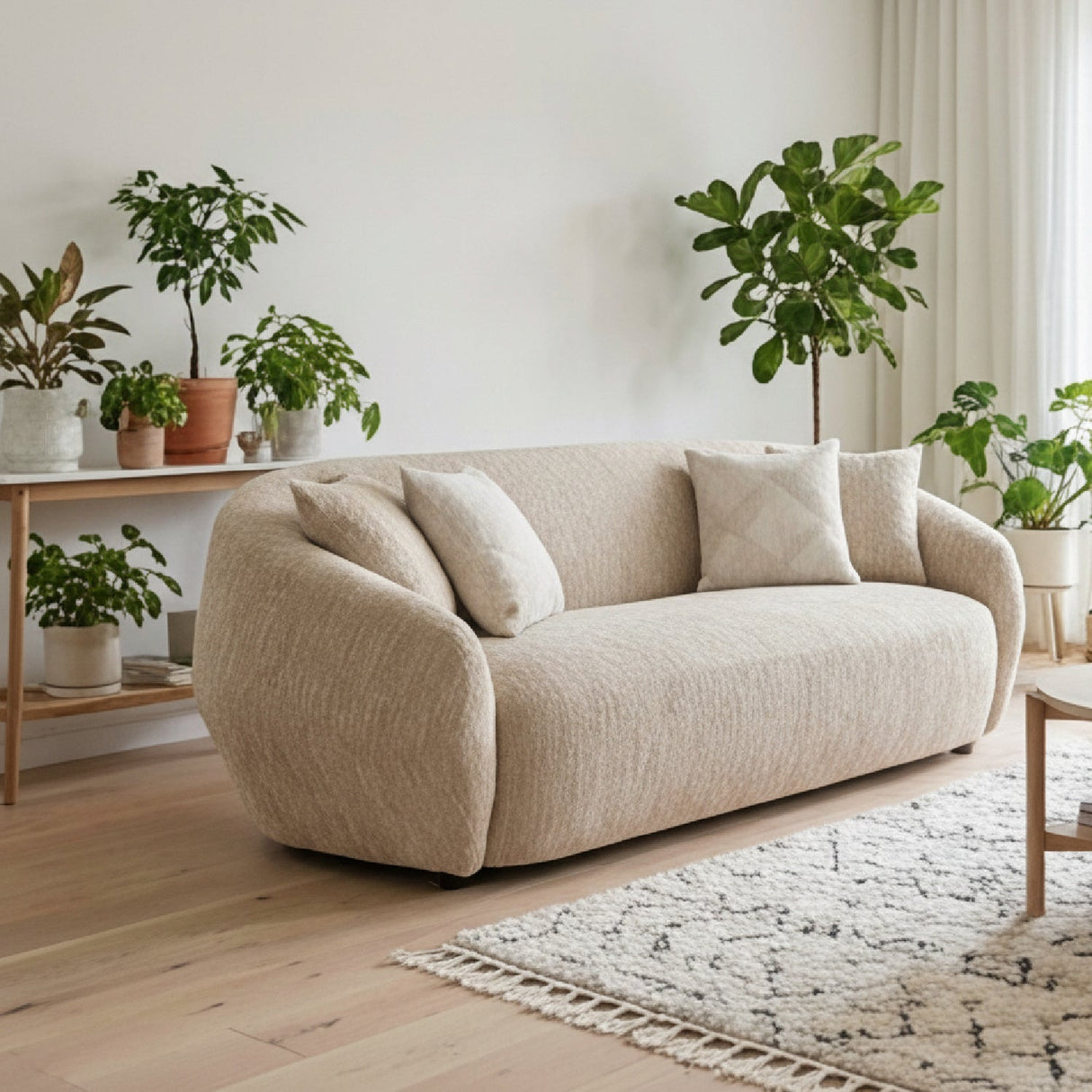 3 Seater Beige Fabric Sofa – Belinda – alternate view 10
