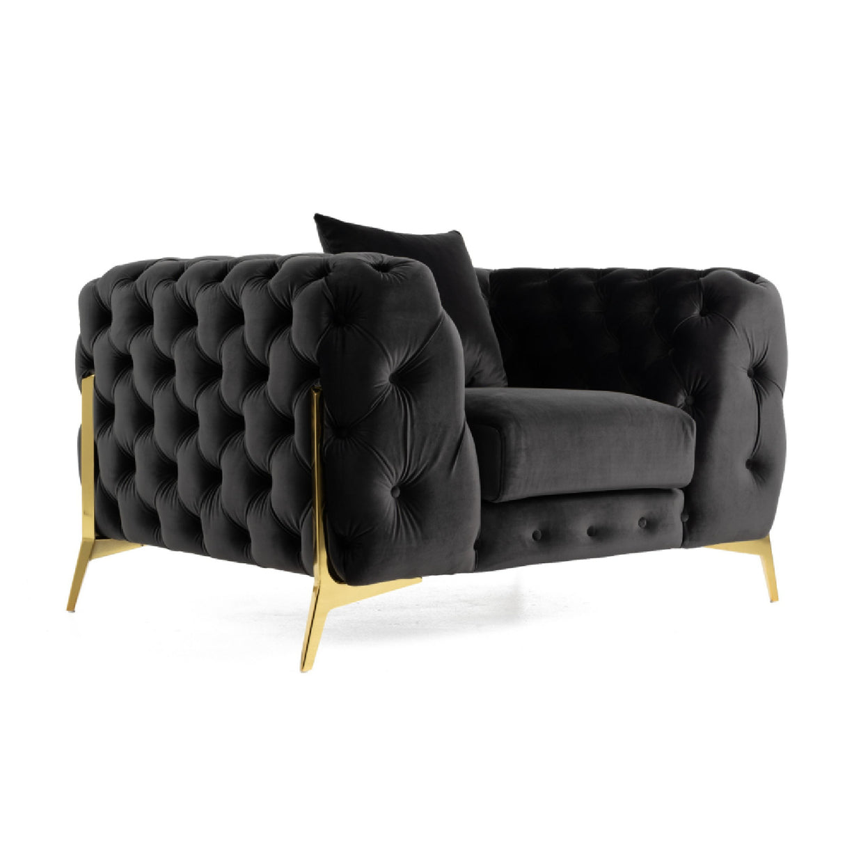 Button-Tufted Velvet Lounge Chair – Clarice – front view