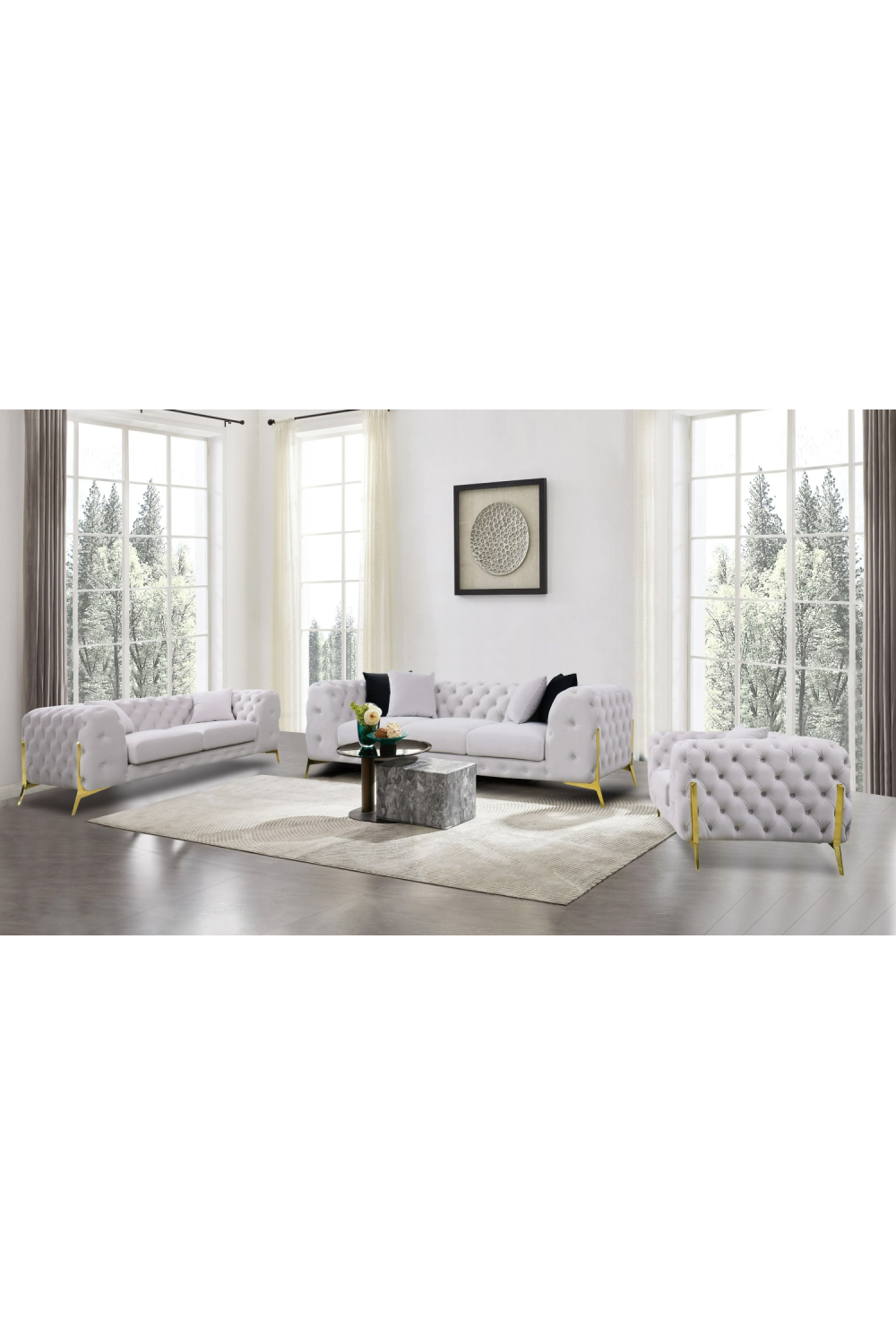 Button-Tufted Velvet Loveseat | OROA Modern Clarice | Oroa.com