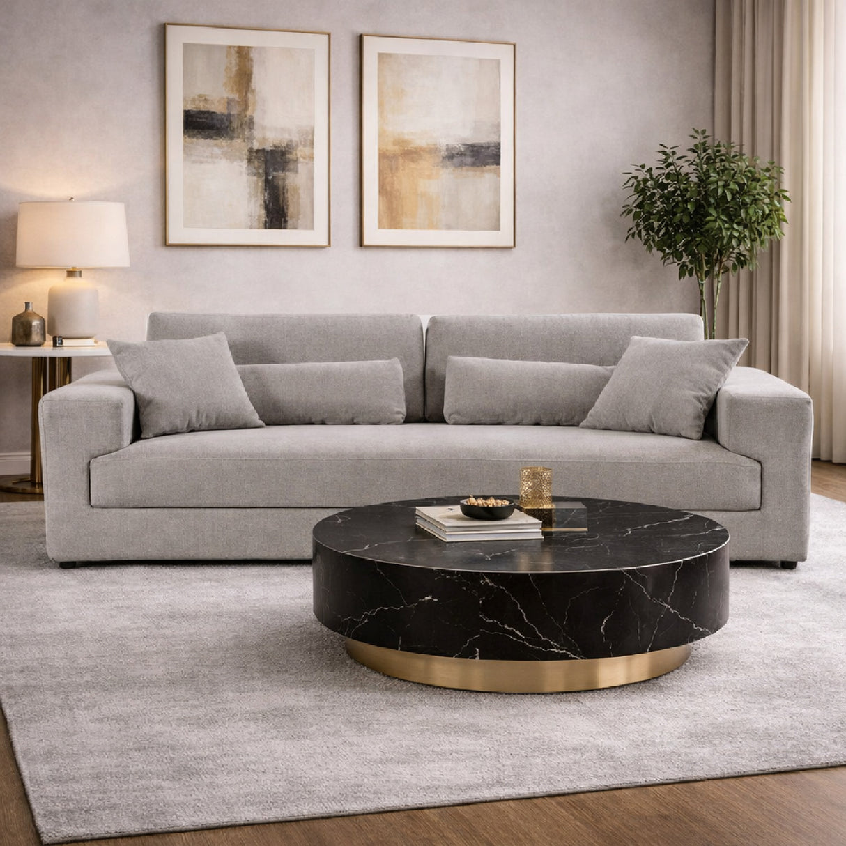 Gray Fabric Sofa – Loki – angled view
