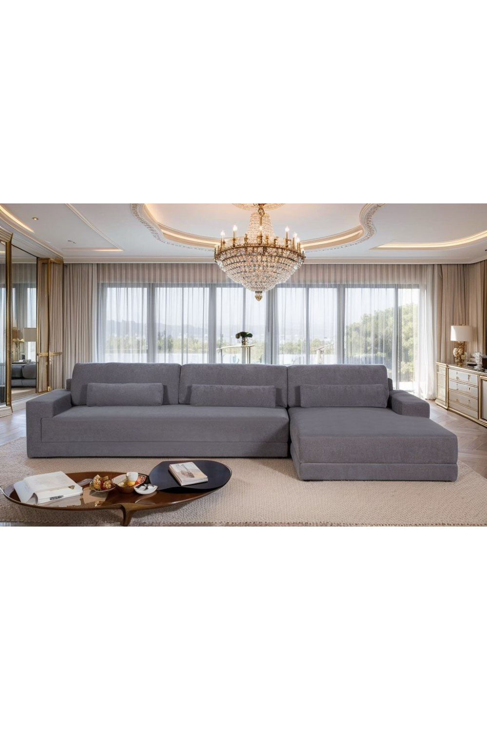 Gray Right-Facing Sectional Sofa | OROA Modern Loki | Oroa.com