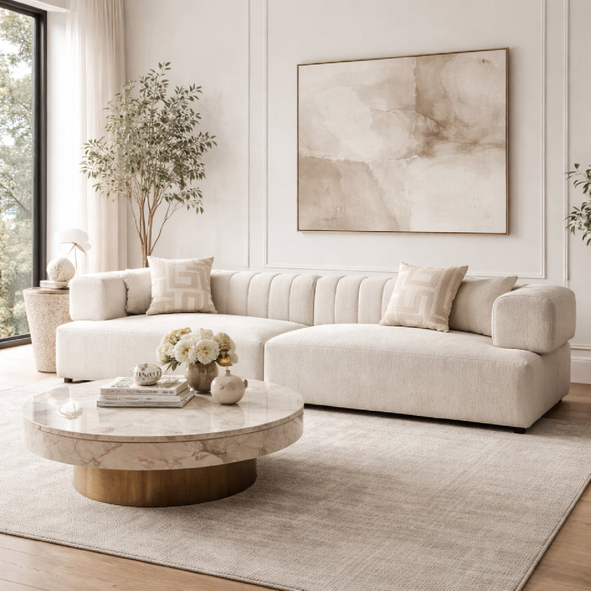 Square-Armed 2-Piece Sofa – Moreno – angled view