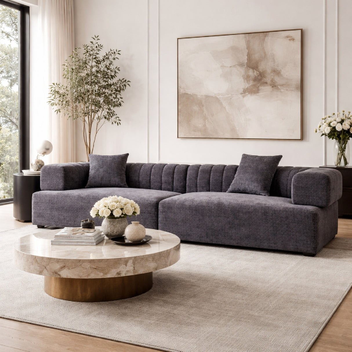 Square-Armed 2-Piece Sofa | Oroa.com