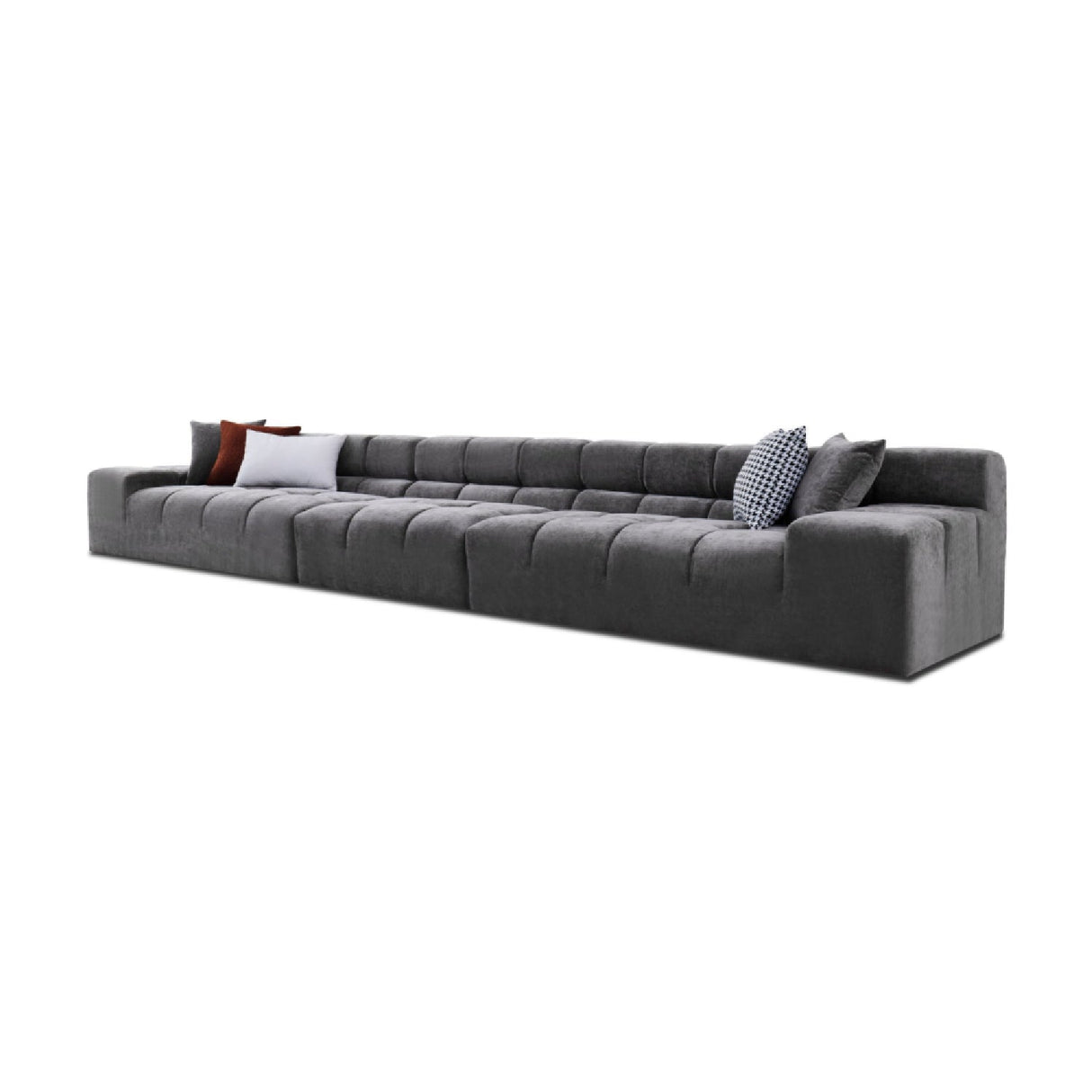 Gray Tufted Sofa – Rhonda – side view