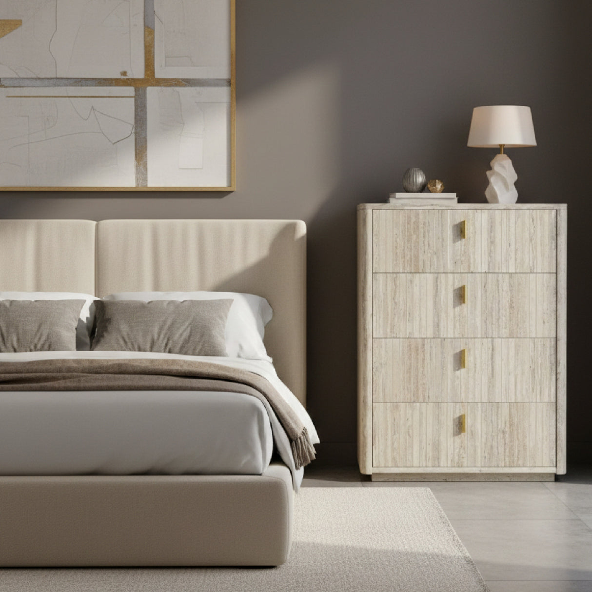 Travertine 4-Drawer Desk | Oroa.com