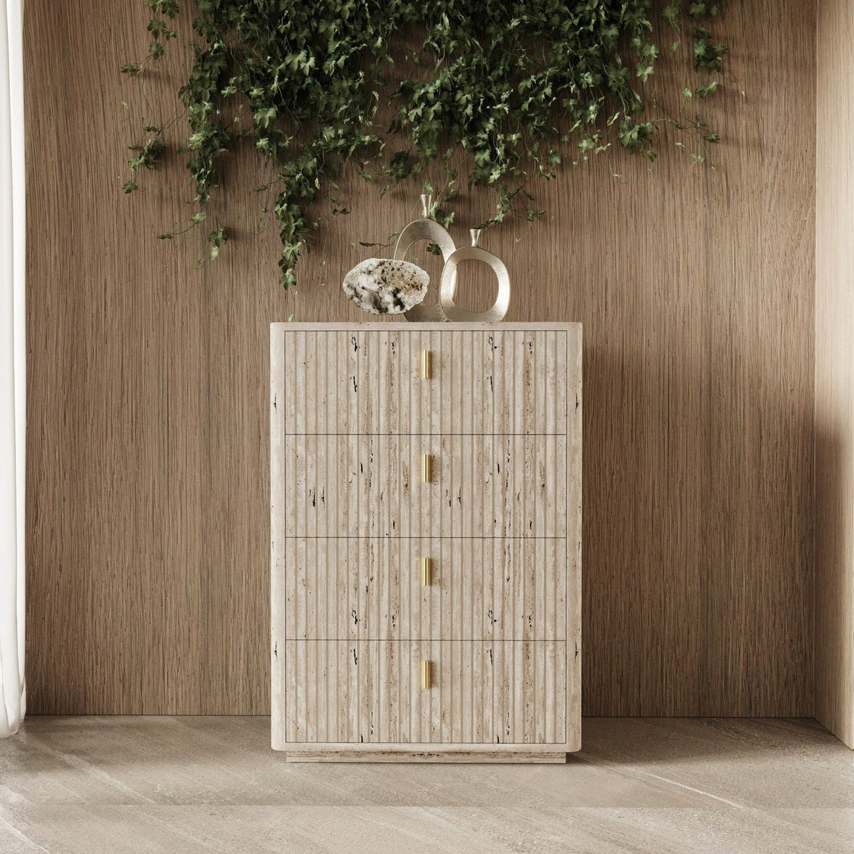 Travertine 4-Drawer Desk | OROA Modern Roma | Oroa.com