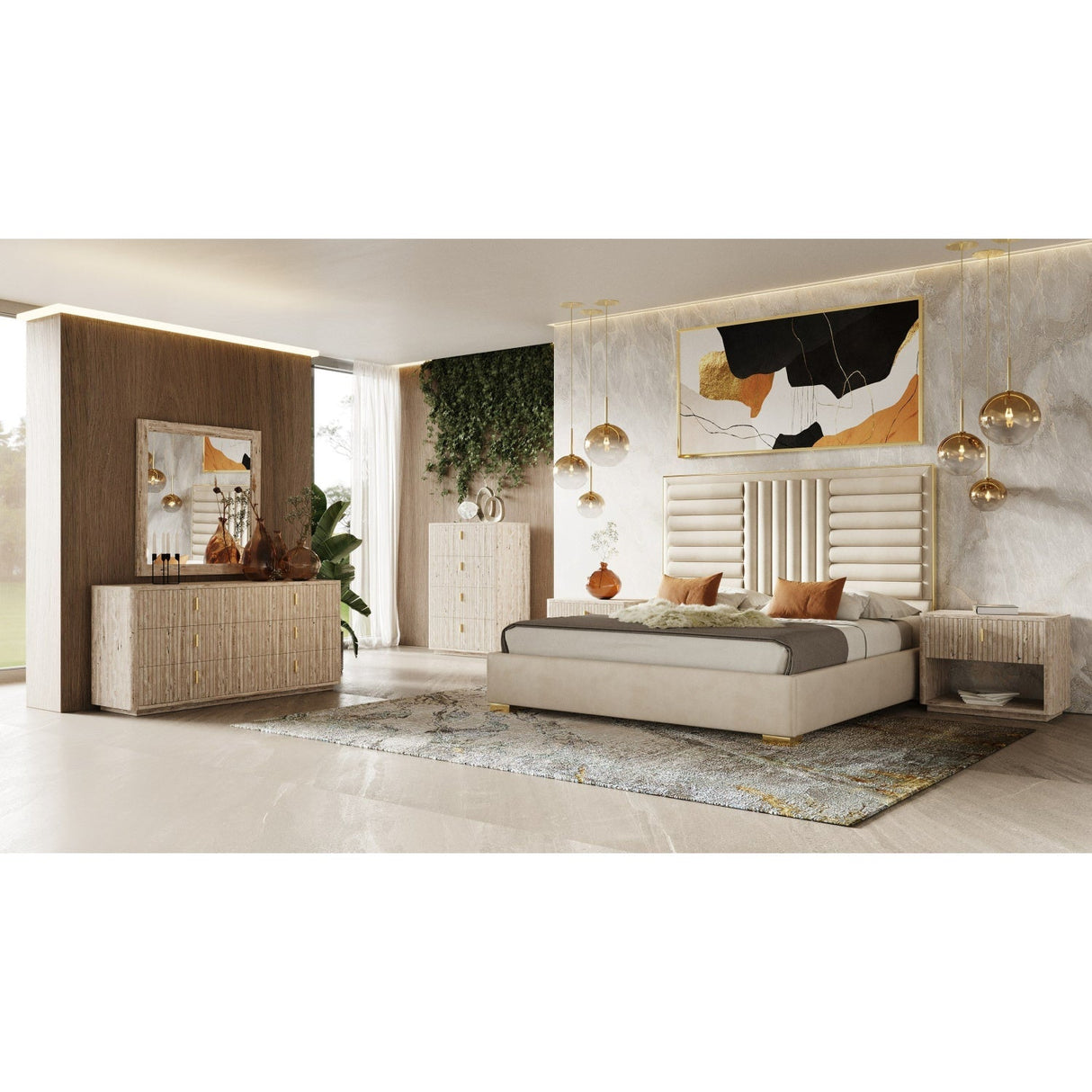 Travertine 4-Drawer Desk | OROA Modern Roma | Oroa.com