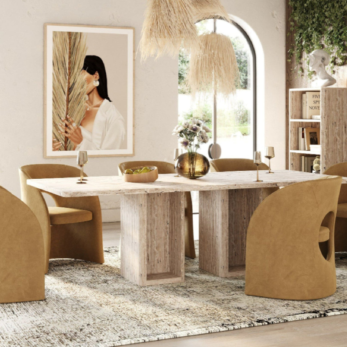 Rectangular Travertine Dining Table – Roma – alternate view 11