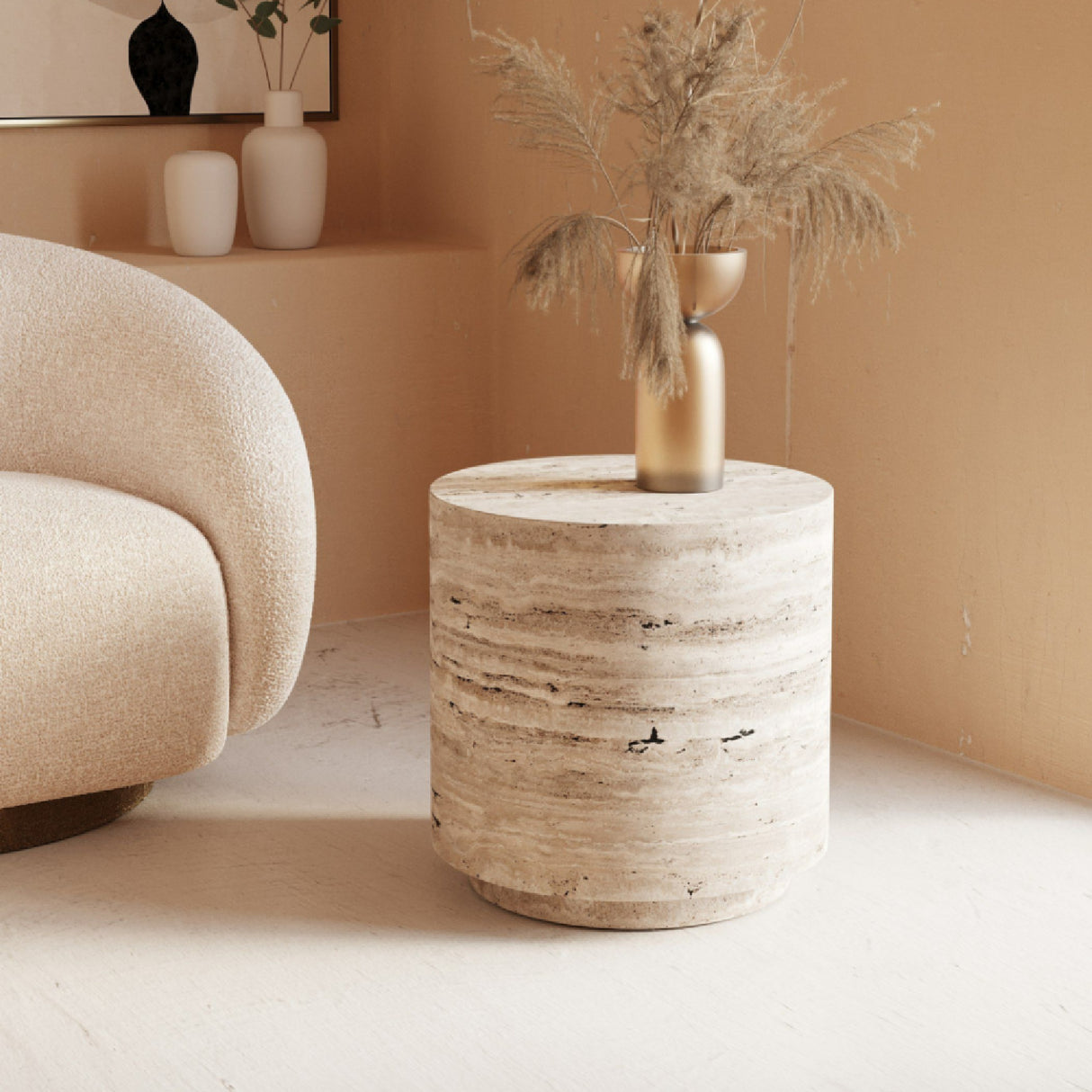 Travertine End Table – Roma – alternate view 5