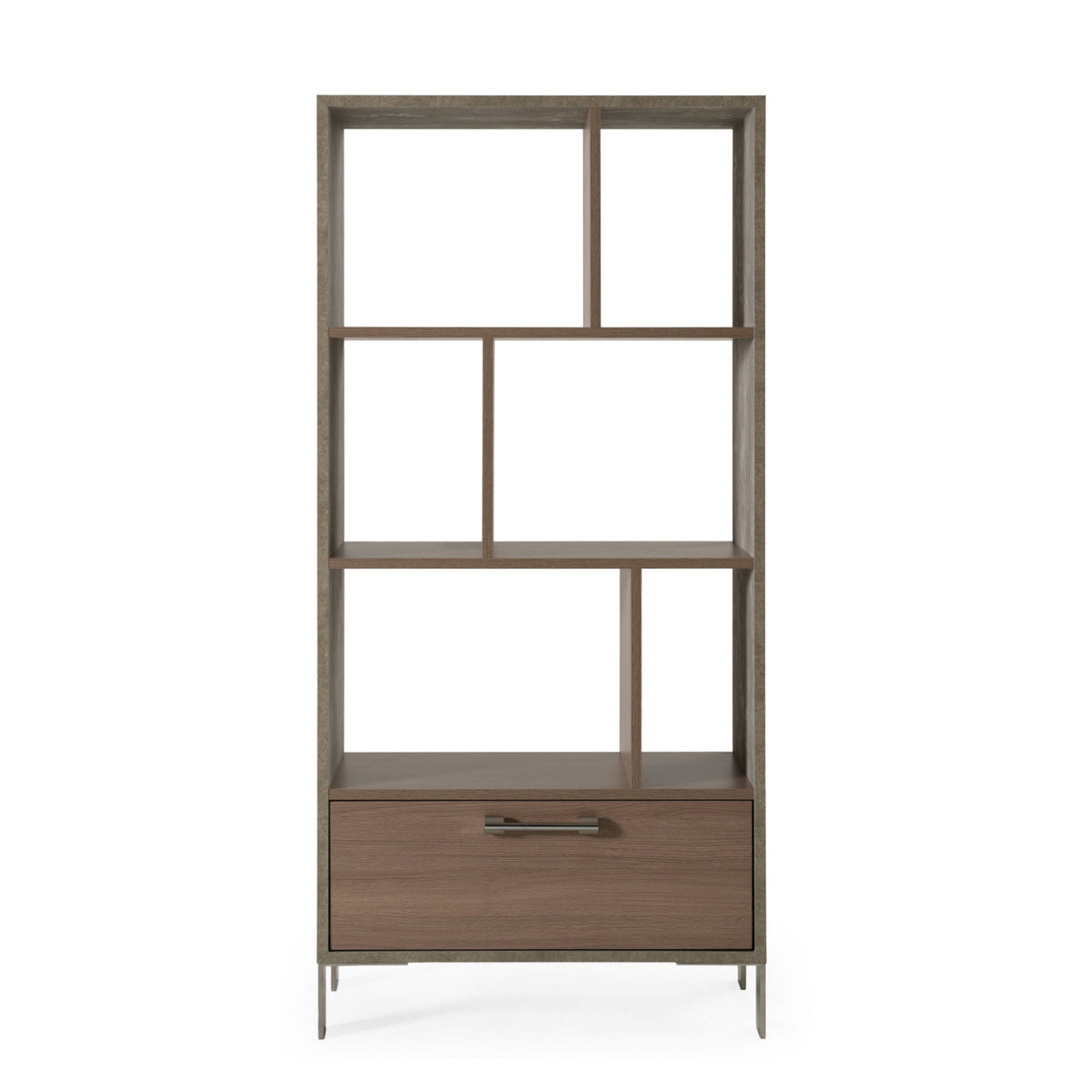 Brown Oak & Concrete Bookcase | OROA Modern Boston