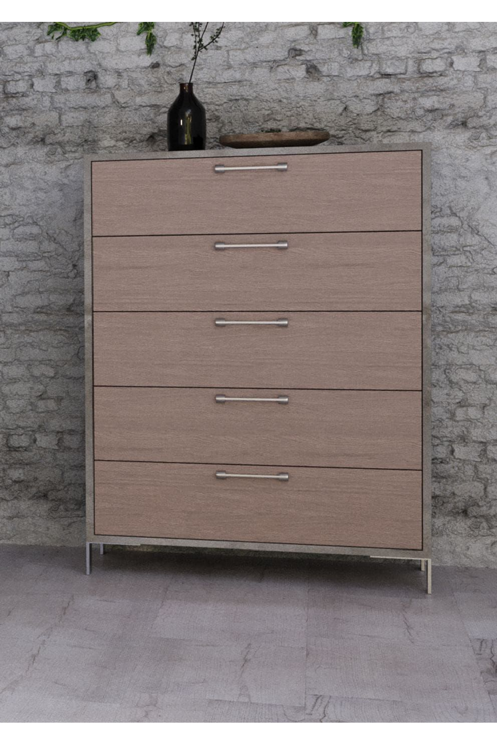 Brown Oak 5-Drawer Chest | Oroa.com