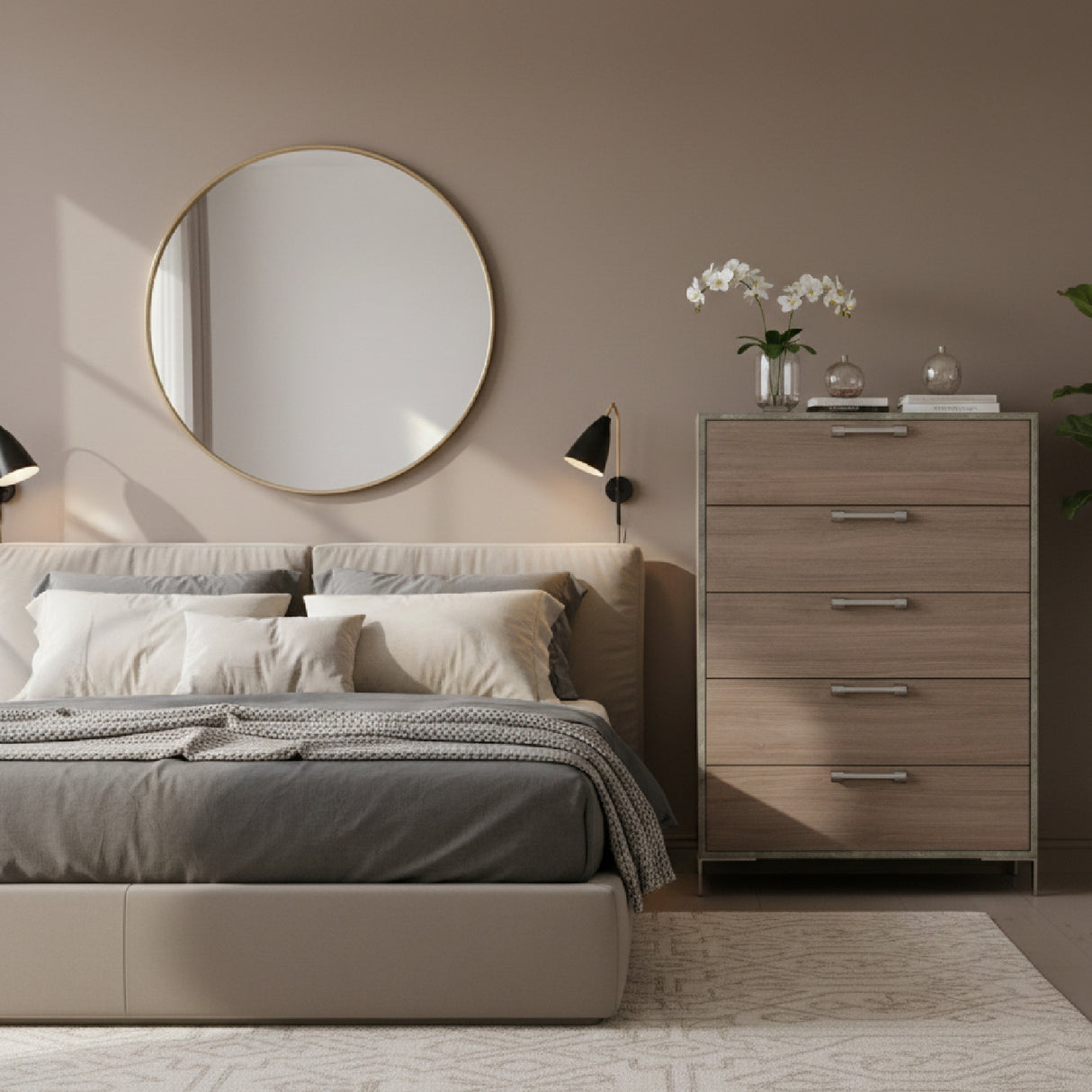 Brown Oak 5-Drawer Chest | Oroa.com