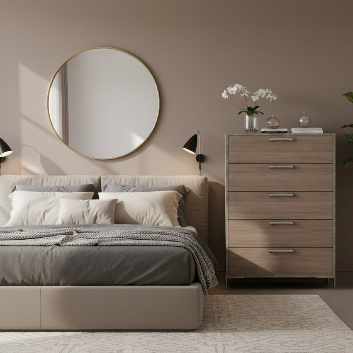 Brown Oak 5-Drawer Chest | OROA Modern Boston | Oroa.com
