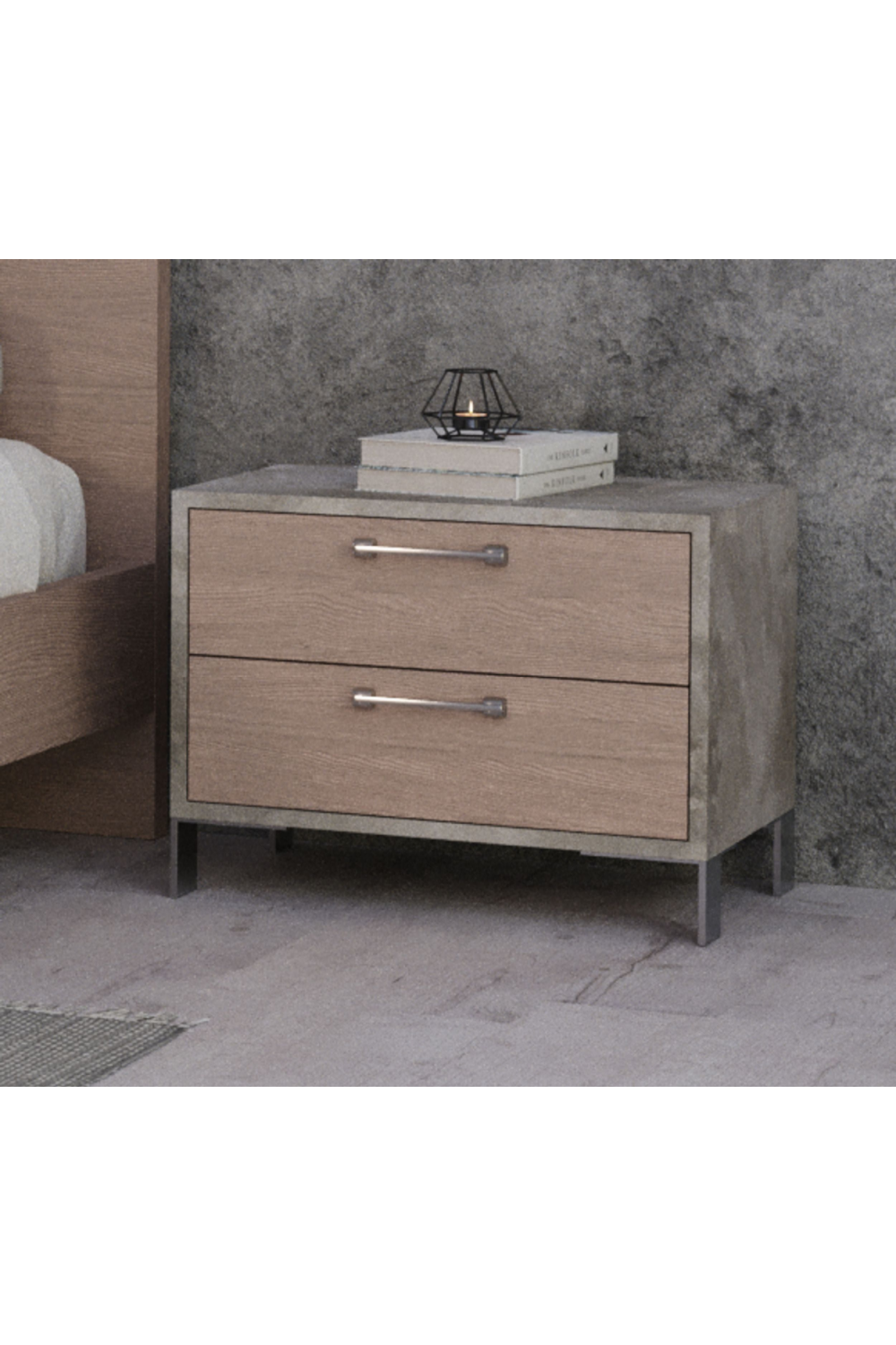 Brown Oak 2-Drawer Nightstand | Oroa.com
