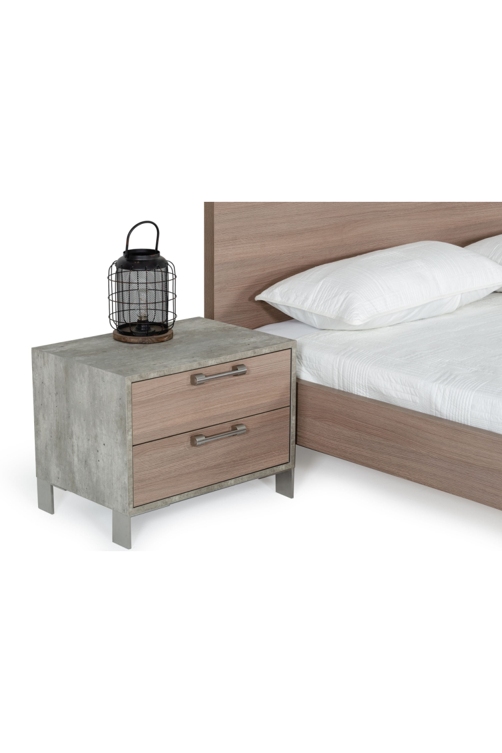 Brown Oak 2-Drawer Nightstand | Oroa.com