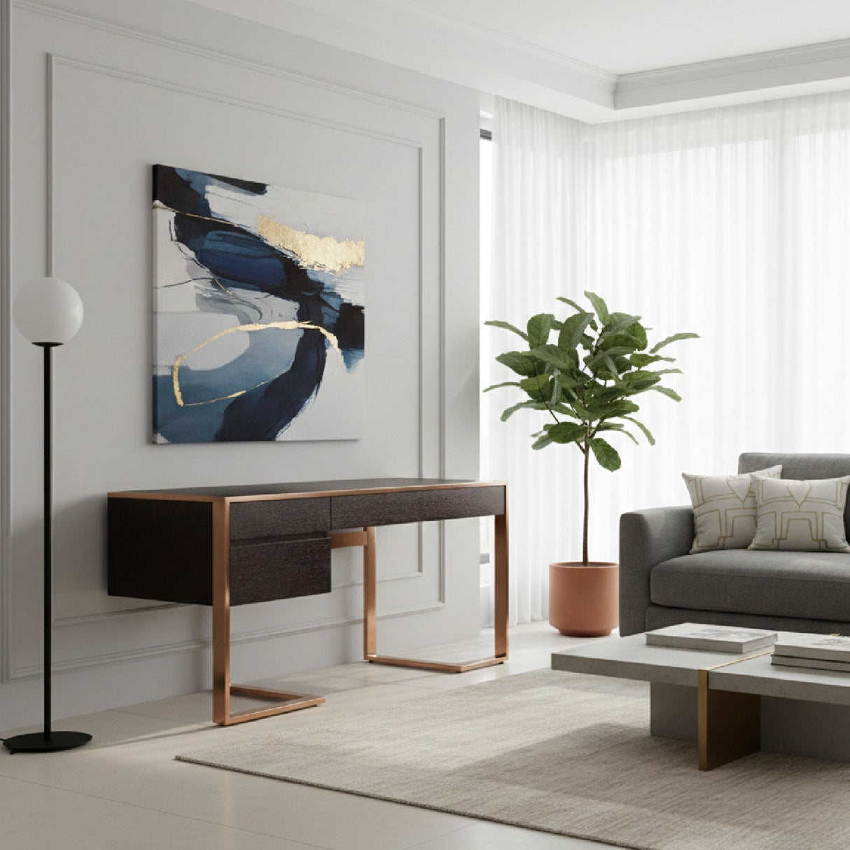 Wenge Veneer Desk – Fauna – angled view