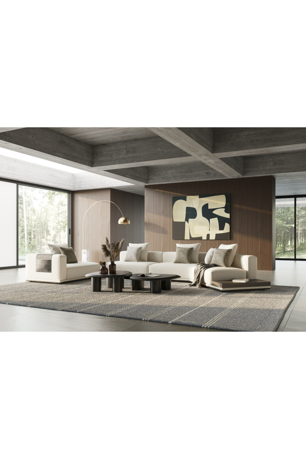 Ivory Sectional Sofa with Coffee Table | OROA Modern Siret | Oroa.com
