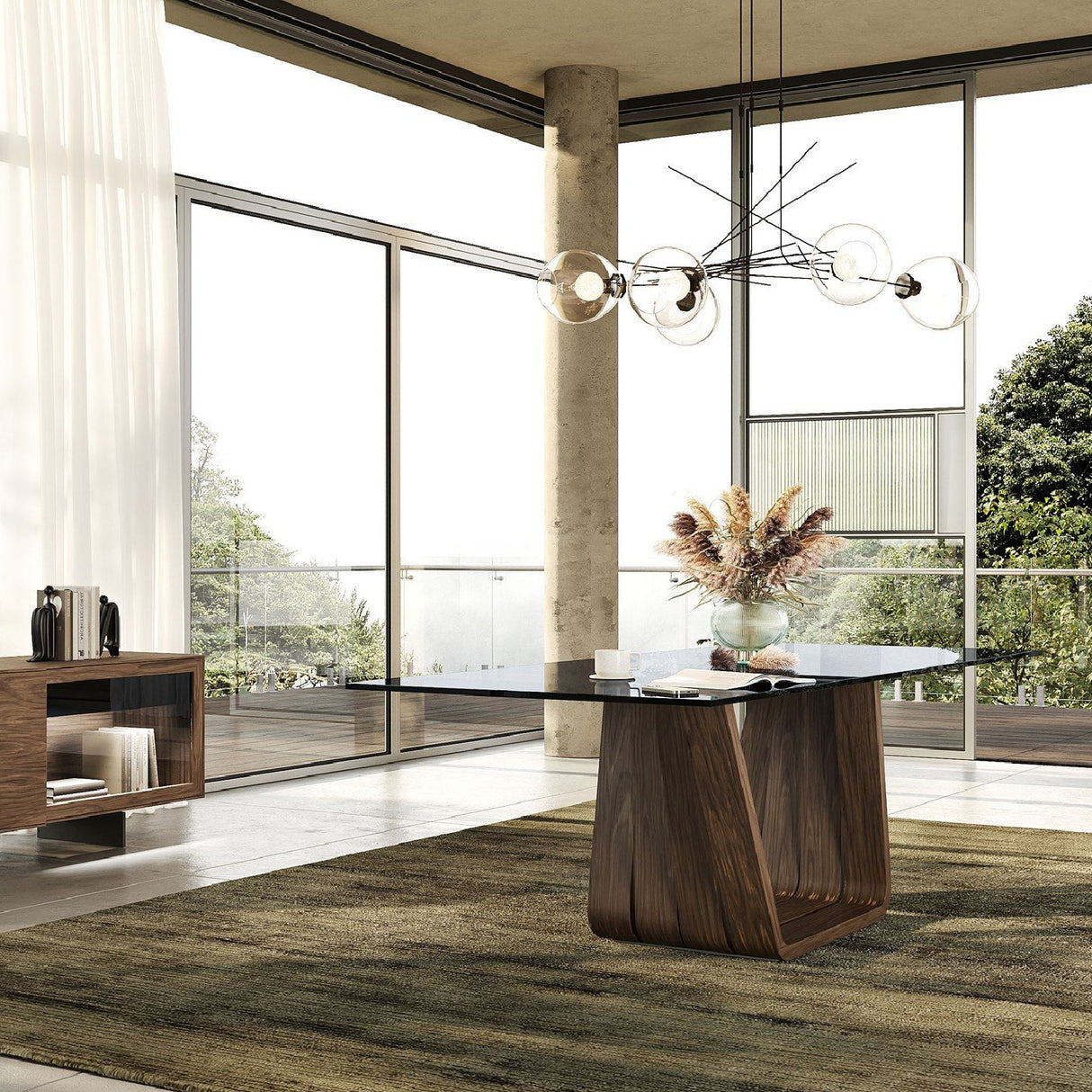 Gray Glass Dining Table | OROA Modern Solvang