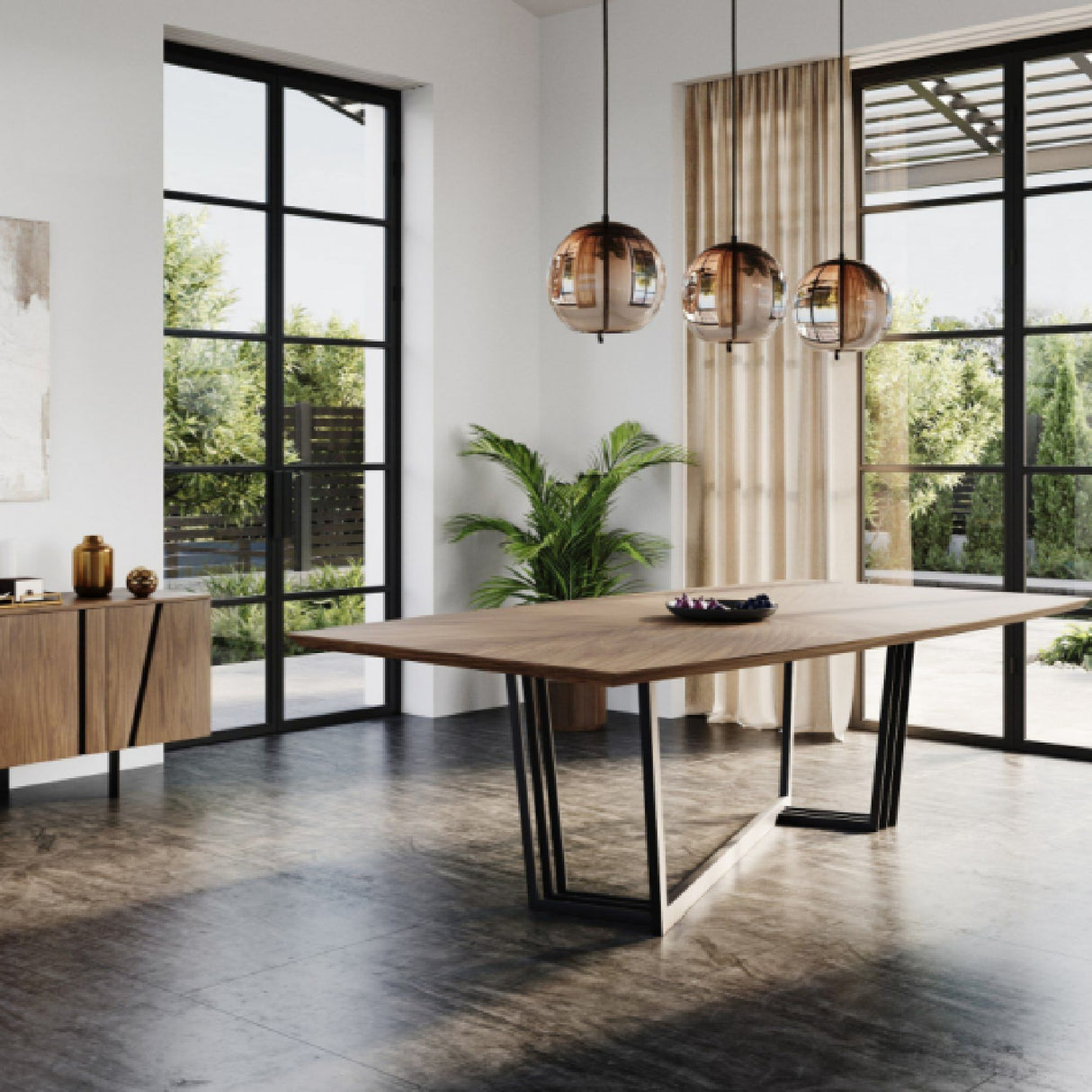 Rectangular Walnut Dining Table – Gilroy – angled view
