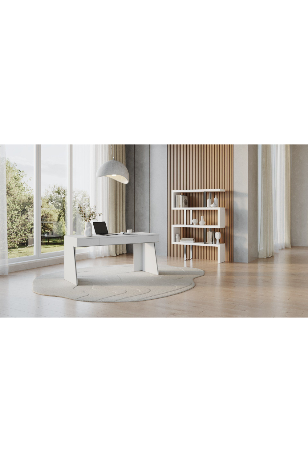 Glossy White 3-Drawer Desk | Oroa.com