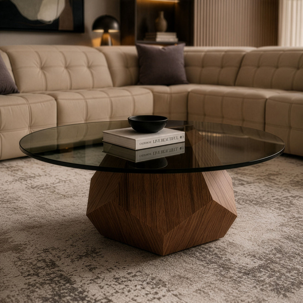 Round Smoked Glass Coffee Table | OROA Modern Rackham
