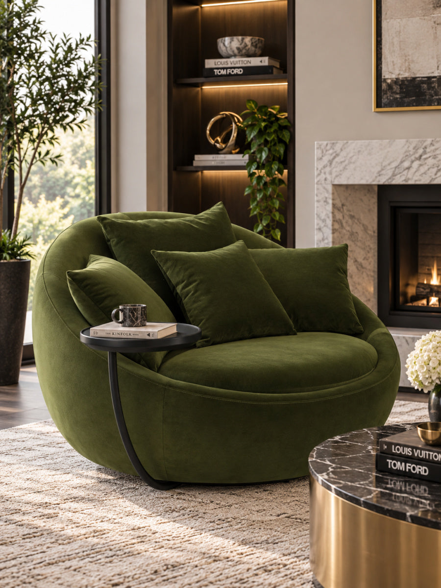 Green Velvet Swivel Lounge Chair | OROA Modern Pascal