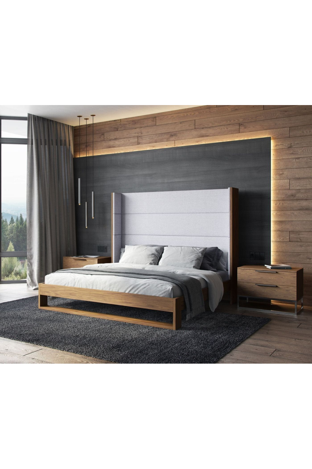 Gray Wingback Bed | OROA Modern Heloise