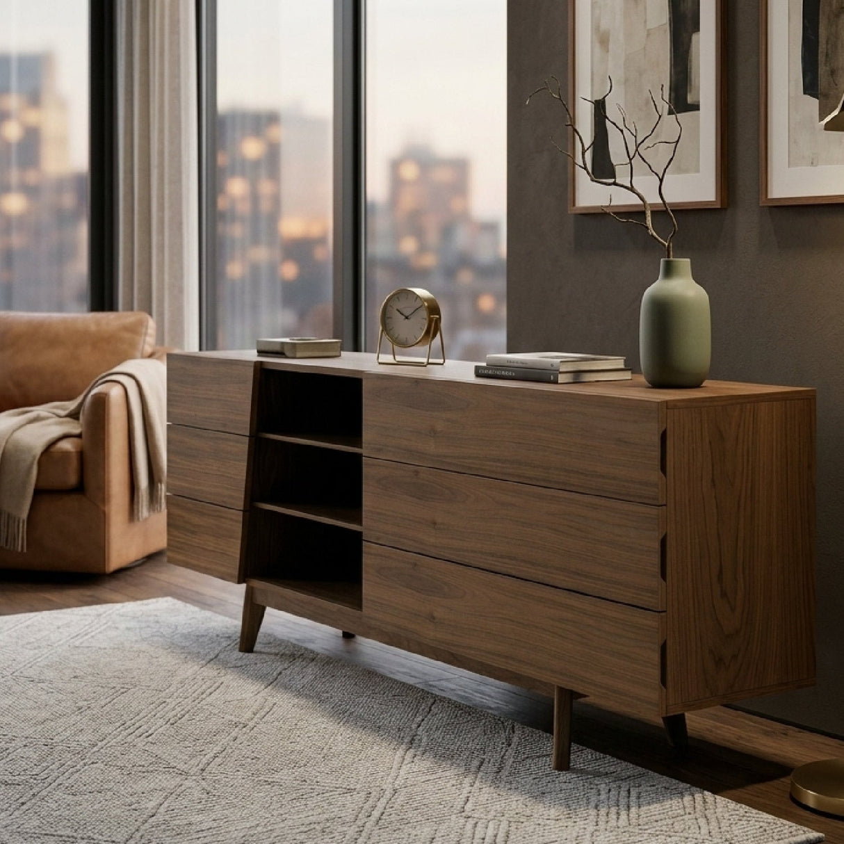 Solid Wood 6-Drawer Dresser – Abelard – angled view