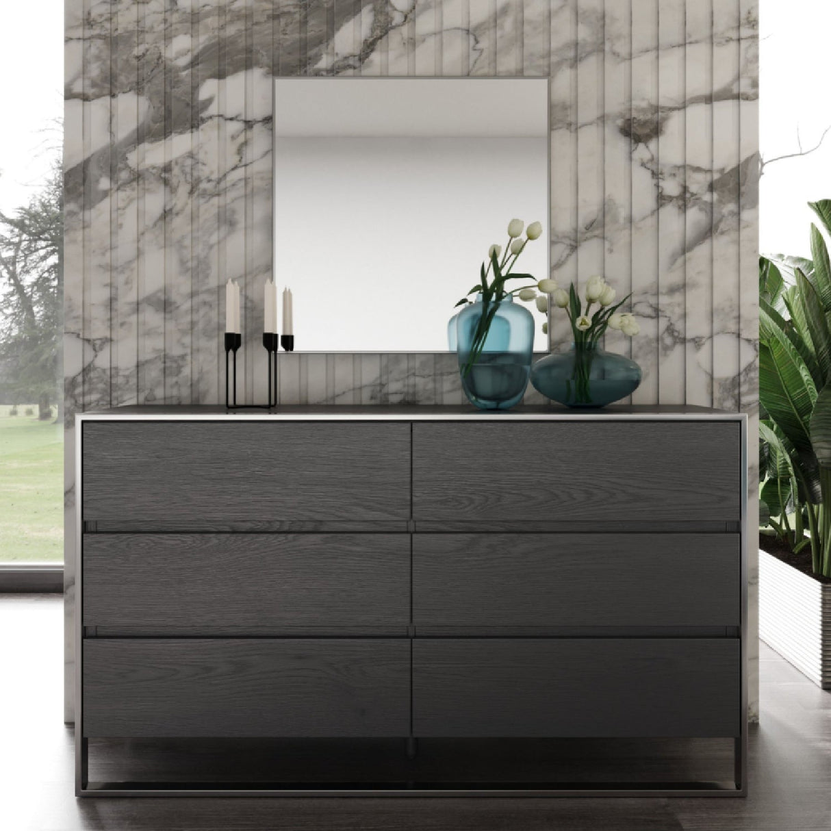 Gray Elm 6-Drawer Dresser – Jolene – angled view