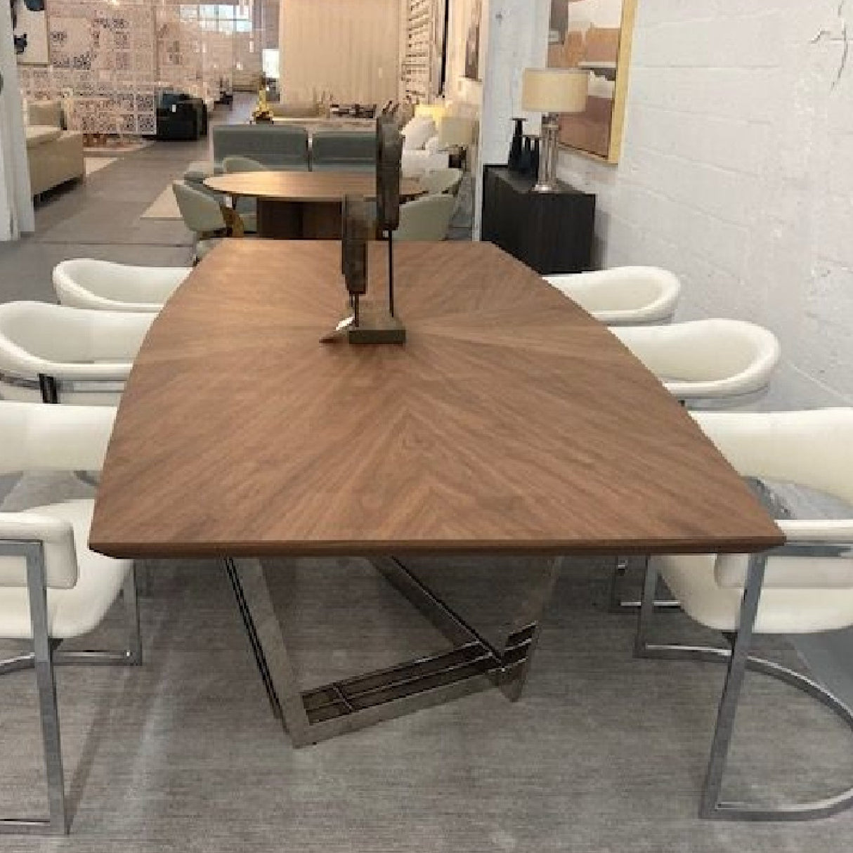 Stainless-Steel Base Dining Table – Gilroy – angled view