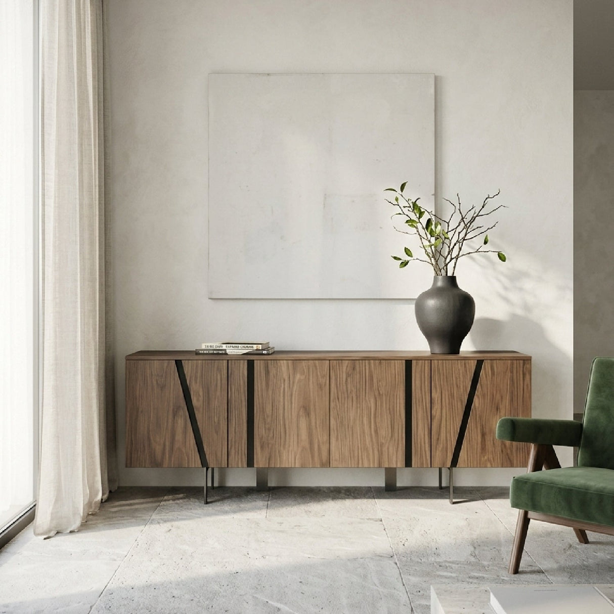 4-Door Wooden Sideboard – Mario – angled view