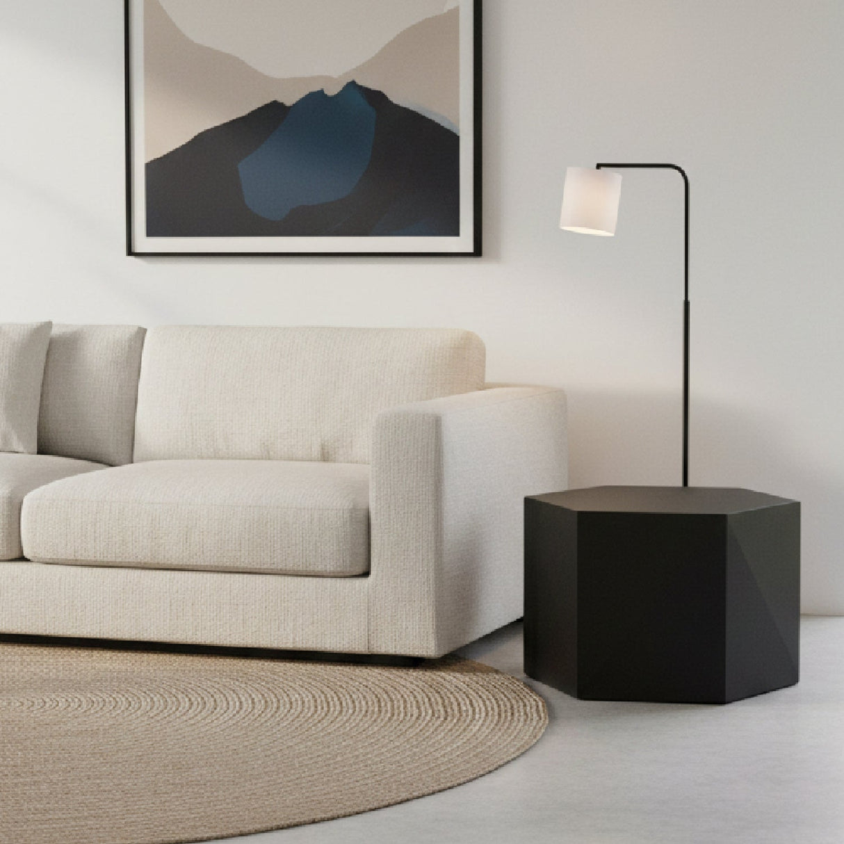 Hexagonal Gray End Table S – Newmont – angled view