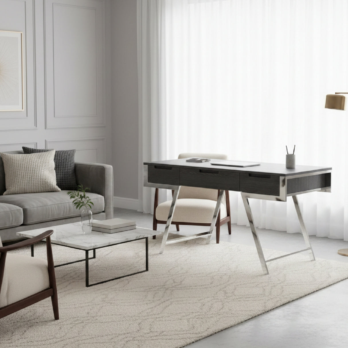 Gray Elm Office Desk | OROA Modern Dessart