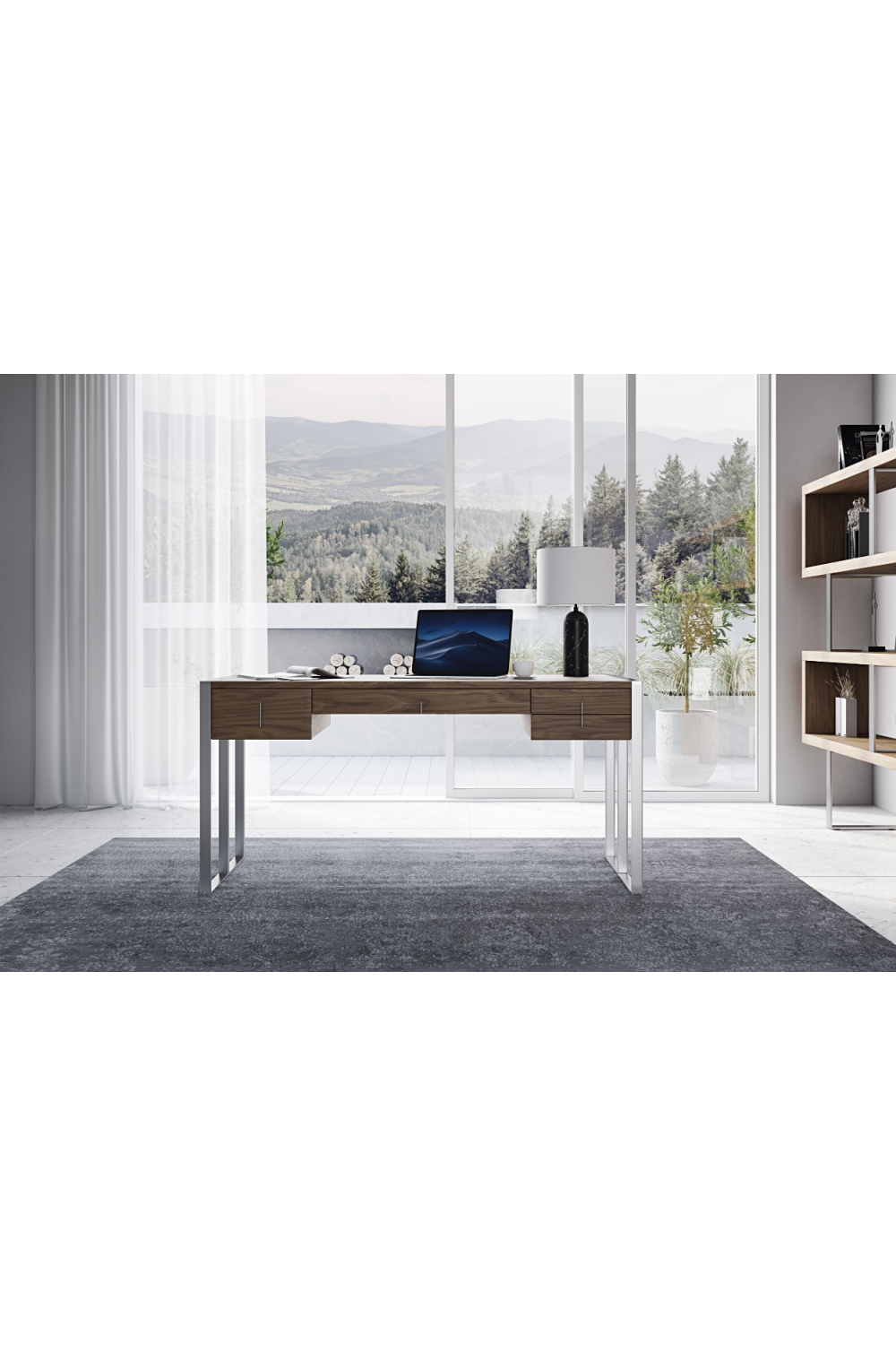 Walnut Veneer 4-Drawer Desk | OROA Modern Orcutt | Oroa.com