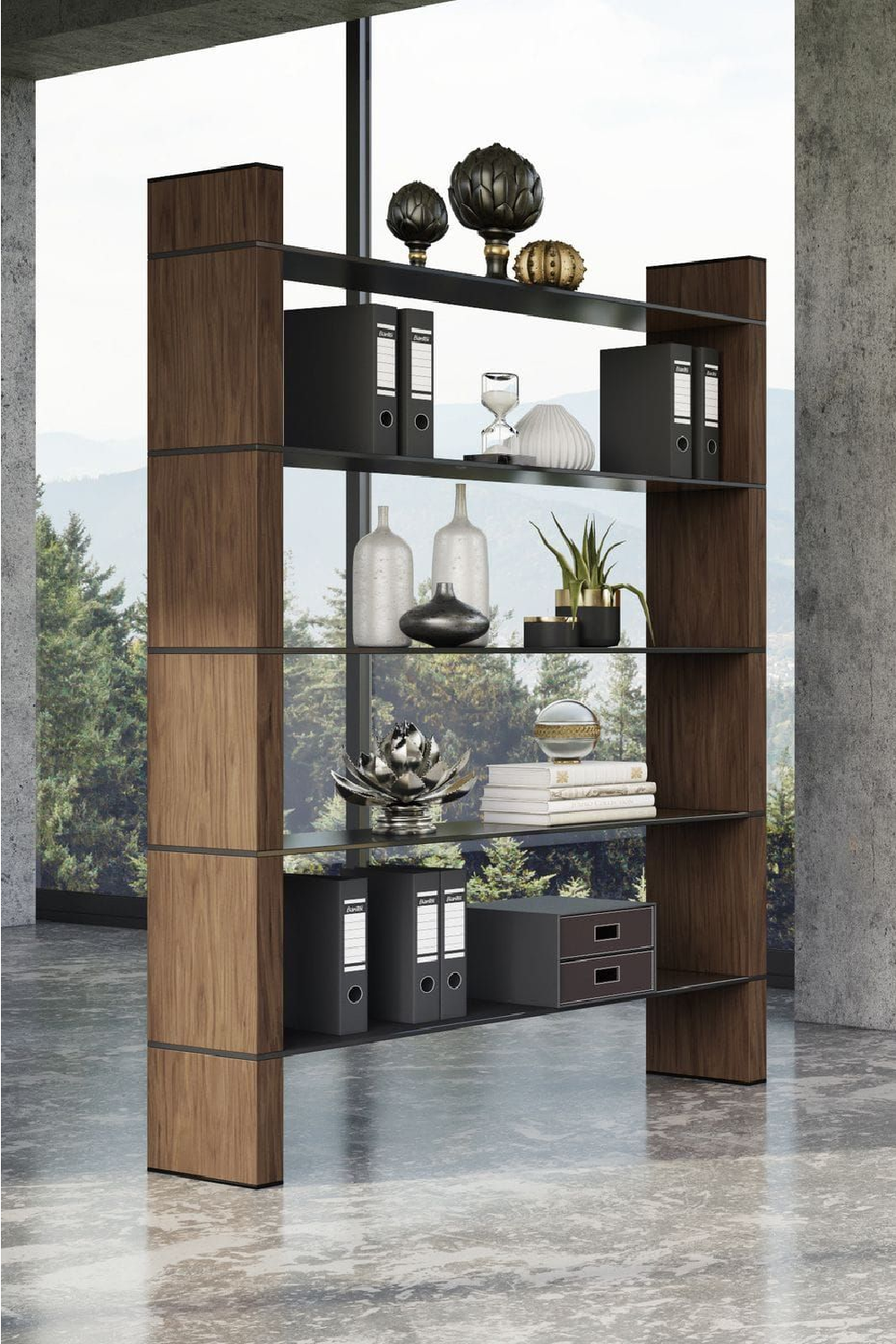 Black Glass Bookshelf | OROA Modern Glencoe | Oroa.com