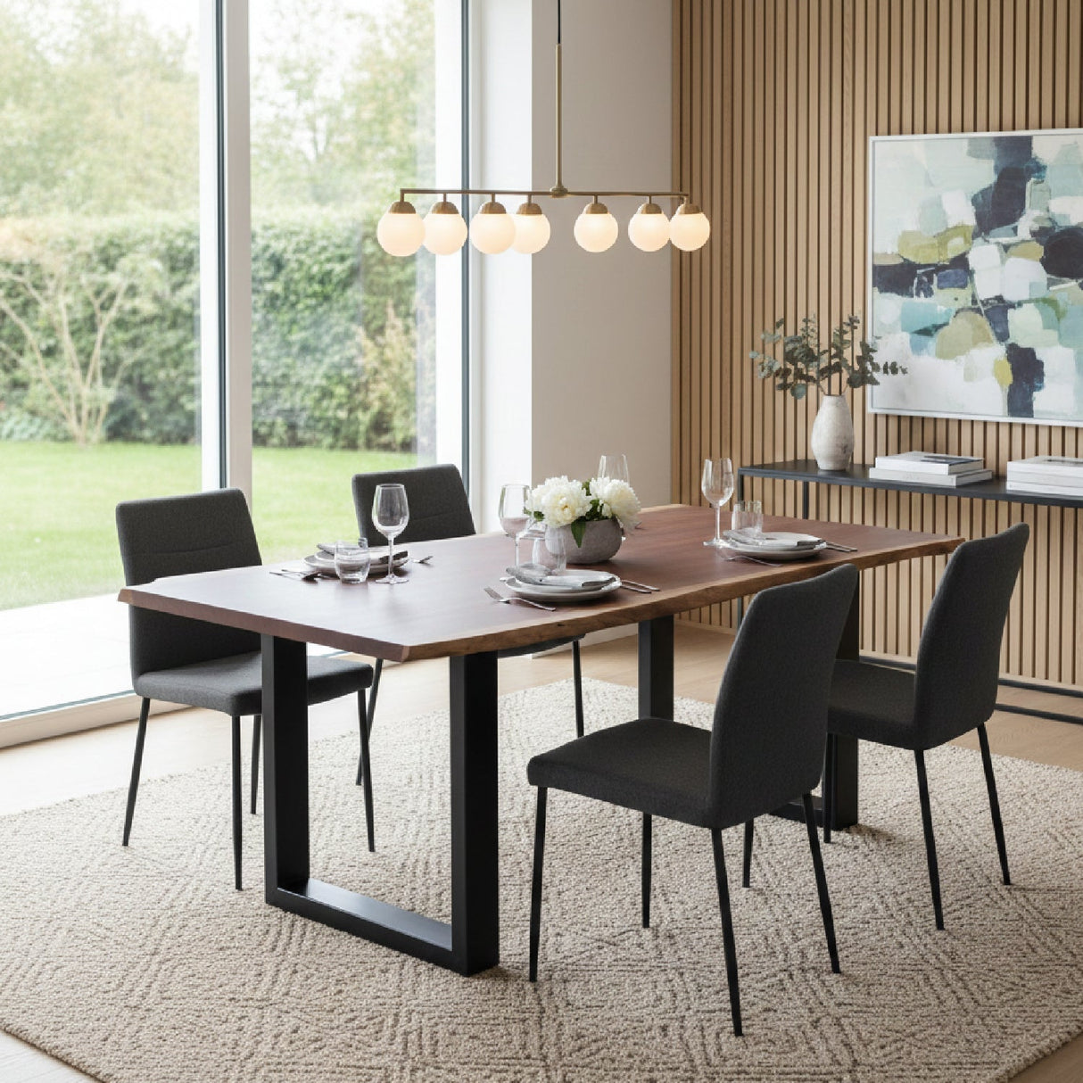 Solid Acacia Dining Table – Taylor – angled view