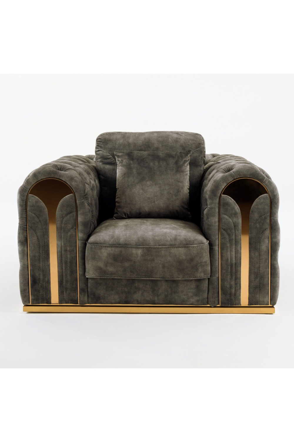 Gray Velvet Tufted Lounge Chair | OROA Modern Dosie | Oroa.com