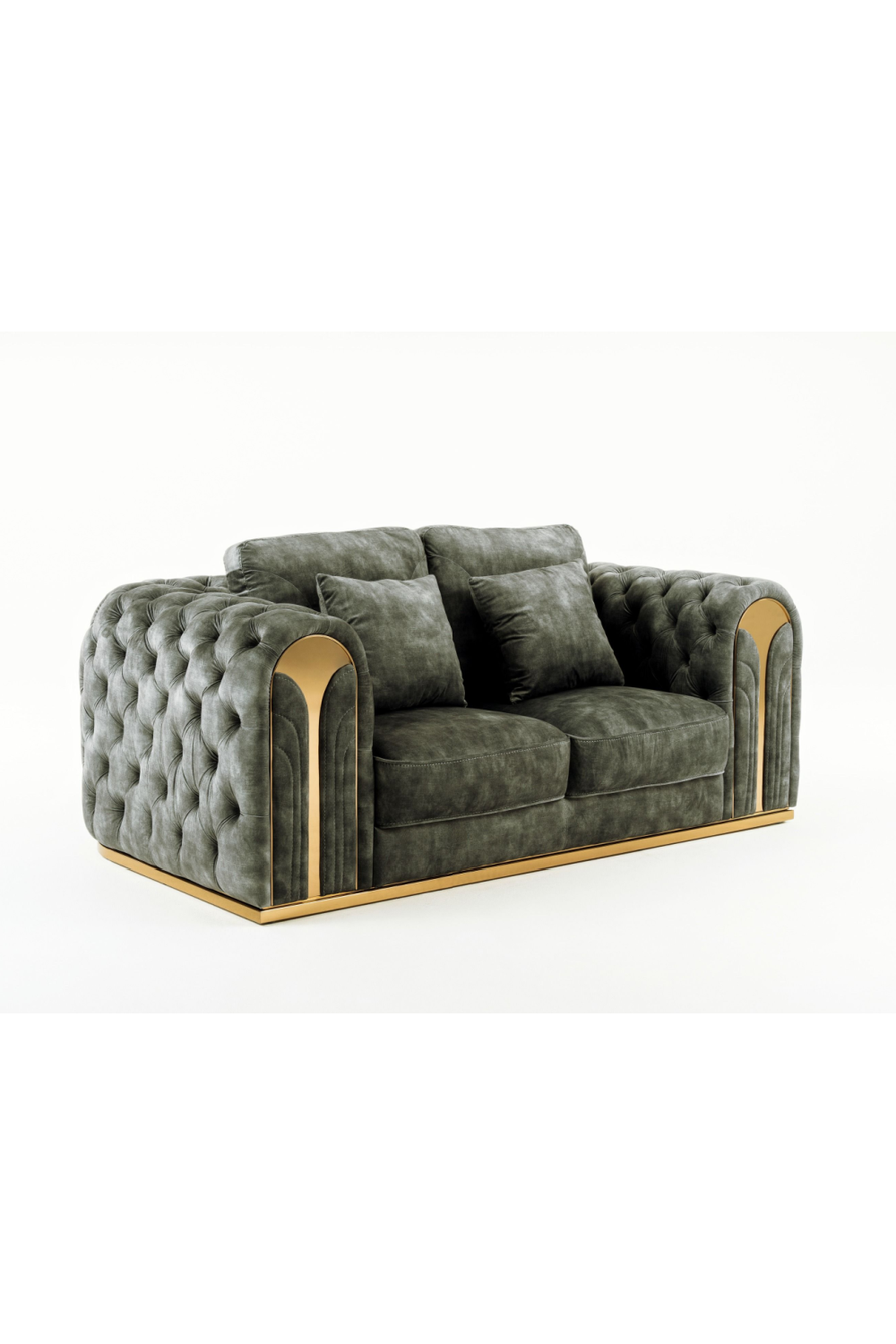Gray Velvet Tufted Loveseat | OROA Modern Dosie | Oroa.com